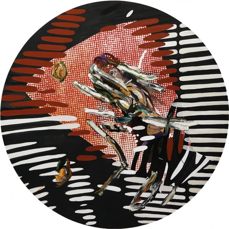 Victoria Civera, Espejo roto, 2023, mixta sobre lienzo, 200 cm de diametro